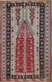 R6621 Antique Turkish Obruk Kilim Rug