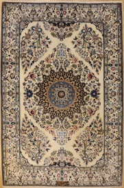 R6947 Persian Silk and Wool Nain Rug