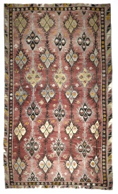 R3897 Vintage Turkish Handwoven Sarkisla Kilim Rug