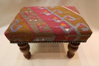 R7016 Vintage Turkish Kilim Footstools