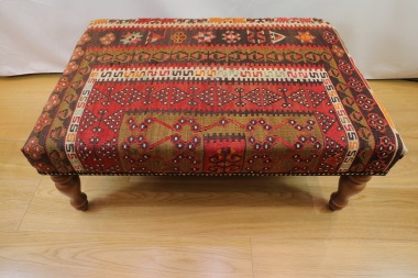 R7594 - Antique Turkish Kilim Ottoman Table