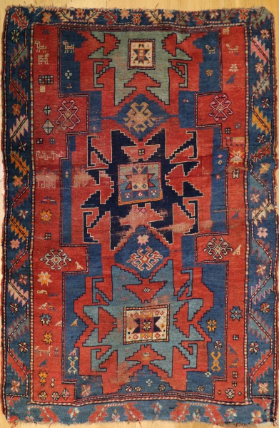 R8376 Antique Caucasian Kazak Rug
