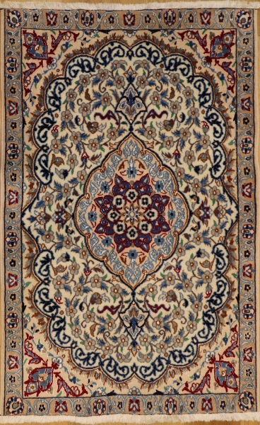 R7982 Persian Silk and Wool Nain Rug