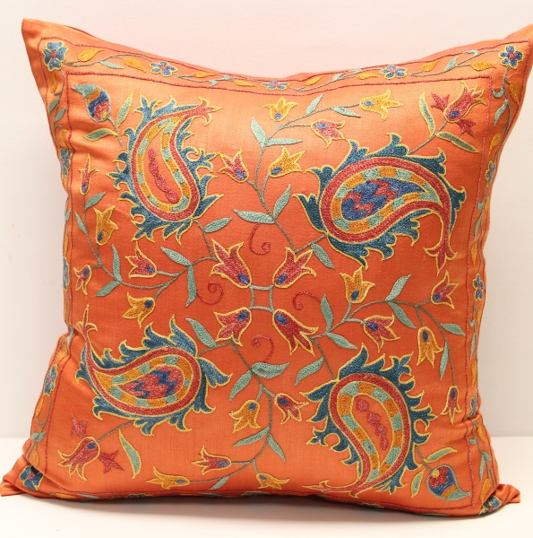 Silk Suzani Pillow Covers Made From Hand Embroidered Genuine Silk