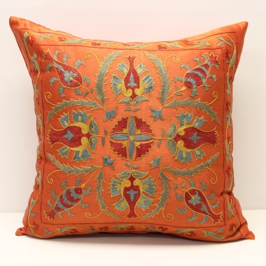 Silk Suzani Pillow Covers Made From Hand Embroidered Genuine Silk
