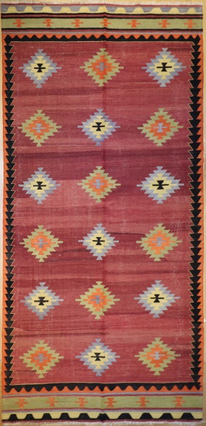 R4325 Vintage Afyon Turkish Kilim Rug