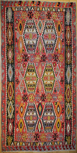 R7859 Vintage Large Turkish Kilim Rugs London UK