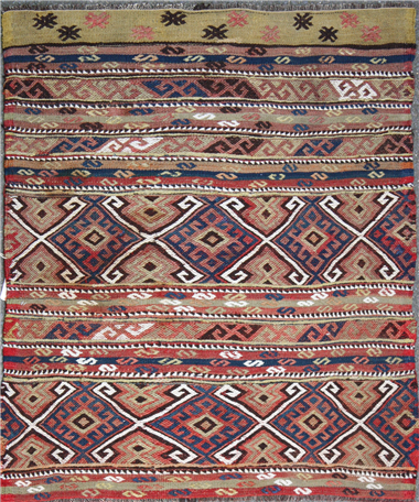 Vintage Turkish Fetiye Kilim Cicim Rug R7513